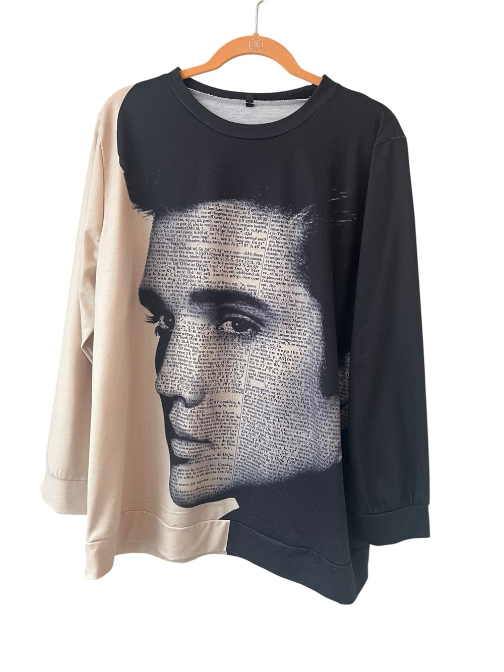 Elvis Graphic Two-Tone Sweatshirt Size XL - Black & Cream